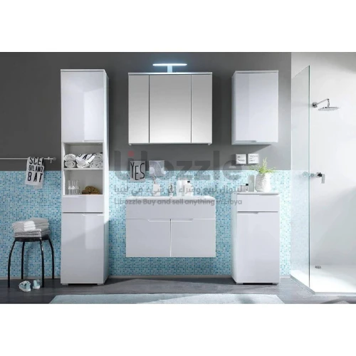 مرأة حمام مع التخزين وإضاءة LED