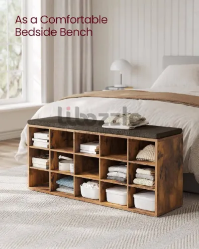 بف كرسي + منظم أحذية خشبي يحمل حتى 200 KG 🤎