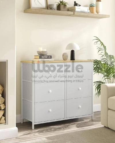 منظم مصنوع من الحديد والخشب مع ادرج من القماش