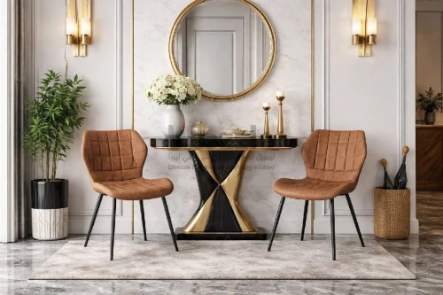 2 كرسي ضيافة جلد 🤎 كل كرسي يحمل حتى 150 KG