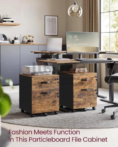 كومدينو مكتبي خشبي مع درج خاص بالملفات ومفتاح 🔑