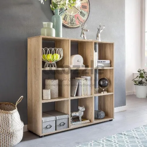 ارفف 9 مربعات باللون الخشبي