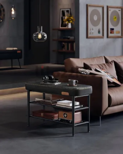 بف جلد كرسي + منظم أحذية يحمل حتى 150 KG متوفر بلو